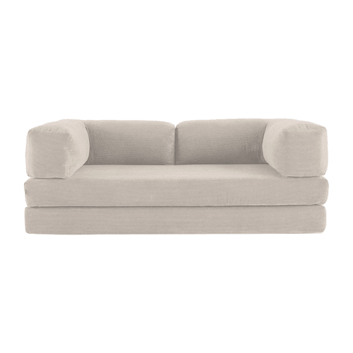 Sofá cama futon conversível em veludo canelado e estrutura cromada, 3 lugares, Seventies, Linho, 200x100x72 cm