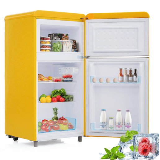 Frigorífico 72L - Porta dupla superior e inferior - Amarelo