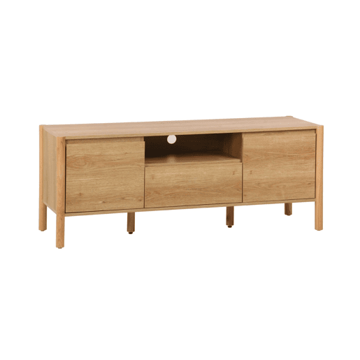 Móvel para TV decorado em madeira 2 portas 1 gaveta, 140cm, Harmony, Natural, 140x42x55 cm