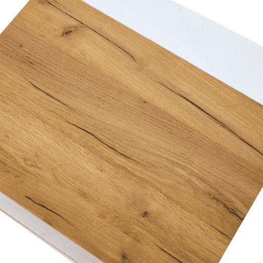 Mesa de café LED 105x50x36cm - Mesa de sala com iluminação LED, mesa com arrumação - Branco + Natural