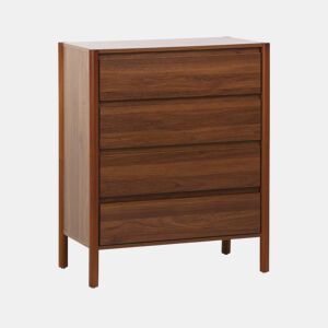Cômoda em decorativa de madeira de 4 gavetas, Harmony, Madeira de nogueira, 80x42x98 cm