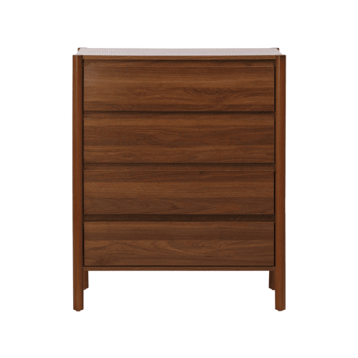 Cômoda em decorativa de madeira de 4 gavetas, Harmony, Madeira de nogueira, 80x42x98 cm