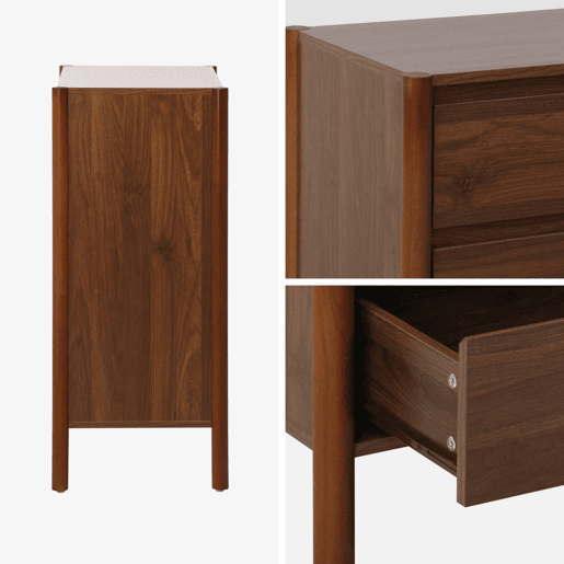 Cômoda em decorativa de madeira de 4 gavetas, Harmony, Madeira de nogueira, 80x42x98 cm