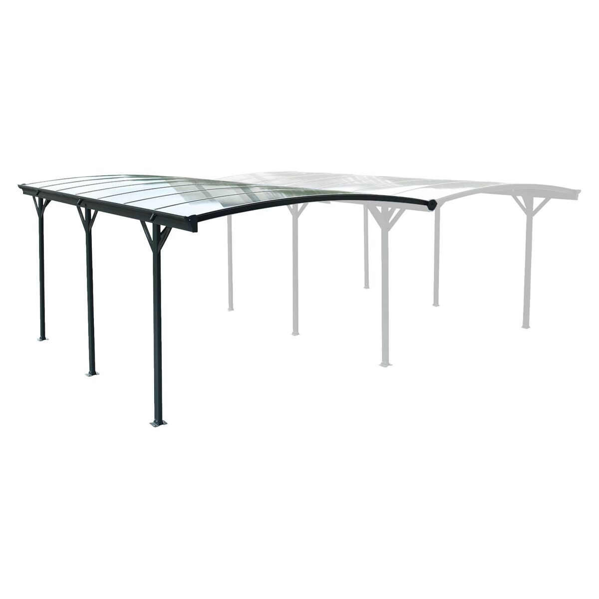 Cochera con techo de aluminio y policarbonato 15m² antracita - 299x74x18 cm