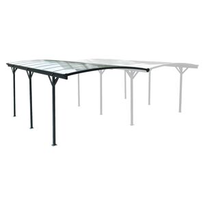 Extensão de carport em alumínio e policarbonato, 15m², Extension Le mans, Antracite, 299x74x18 cm