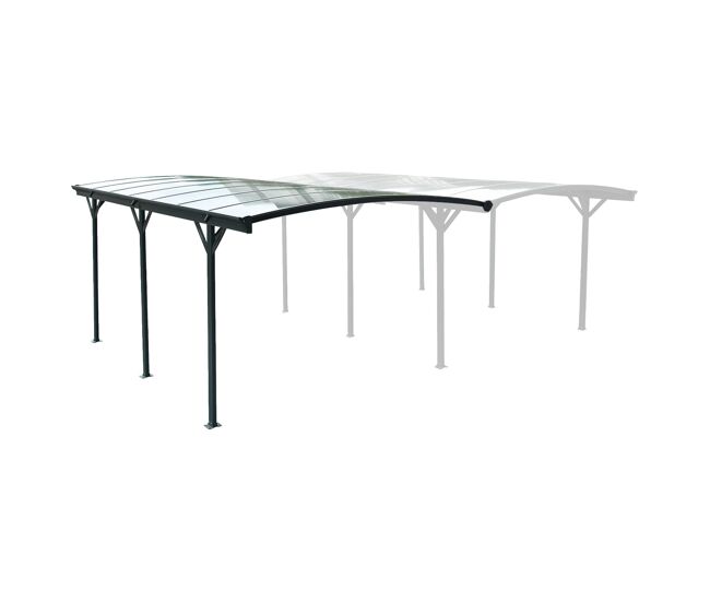 Cochera con techo de aluminio y policarbonato 15m² antracita - 299x74x18 cm