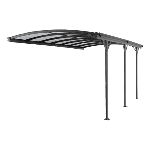 Extensão de carport em alumínio e policarbonato, 15m², Extension Le mans, Antracite, 299x74x18 cm