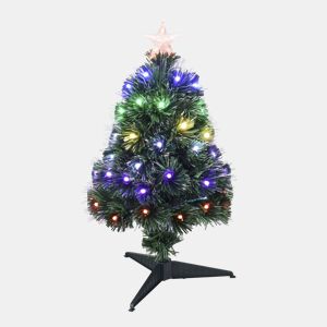 Árvore de Natal de fibra ótica com 60 luzes LED brancas quentes e 8 funções.