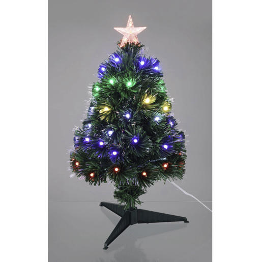 Árvore de Natal de fibra ótica com 60 luzes LED brancas quentes e 8 funções.
