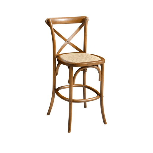 Banqueta de bar bistro vintage madeira 65cm, Belleville, Madeira de nogueira, 49x56.5x99 cm