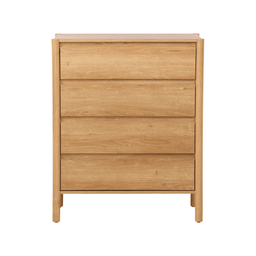 Cômoda em decorativa de madeira de 4 gavetas, Harmony, Natural, 80x42x98 cm