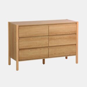 Cômoda decoração madeira de 6 gavetas, Harmony, Natural, 120x42x78 cm
