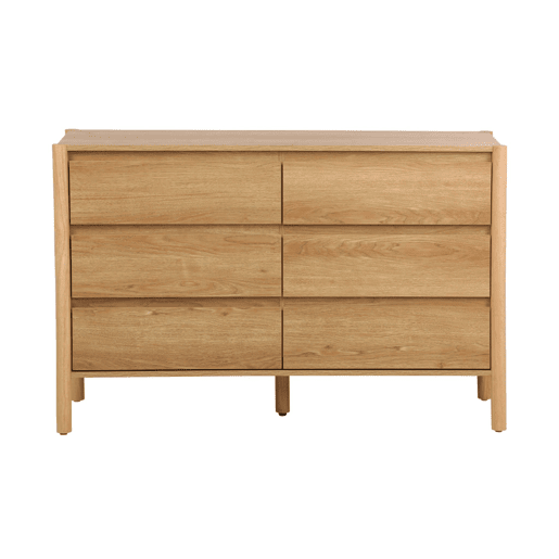 Cômoda decoração madeira de 6 gavetas, Harmony, Natural, 120x42x78 cm