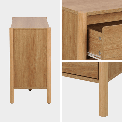 Cômoda decoração madeira de 6 gavetas, Harmony, Natural, 120x42x78 cm