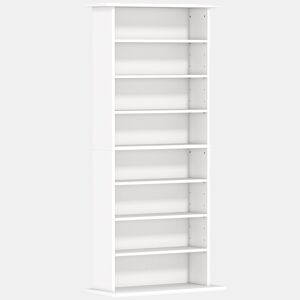 HOMCOM Estante para CDs e DVDs com 8 Compartimentos Prateleiras Ajustáveis para Sala Escritório 58x24x126,3 cm Branco