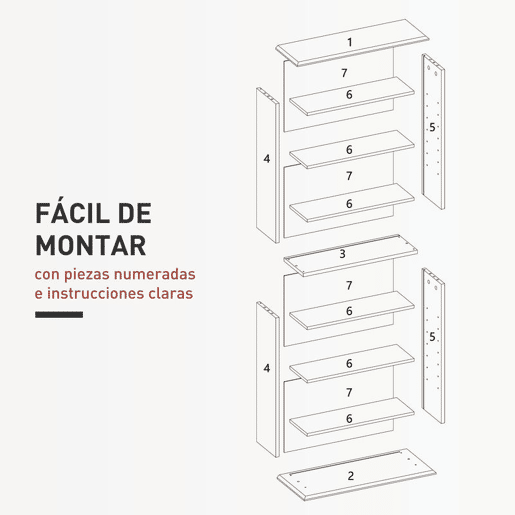 HOMCOM Estante para CDs e DVDs com 8 Compartimentos Prateleiras Ajustáveis para Sala Escritório 58x24x126,3 cm Branco