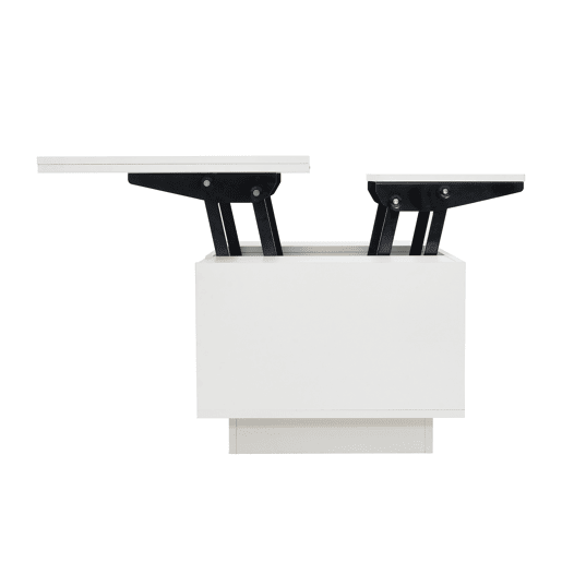 Mesa de centro moderna com mecanismo duplo elevável, arrumação oculta, suporta até 50 kg - Branco