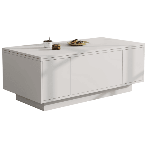 Mesa de centro moderna com mecanismo duplo elevável, arrumação oculta, suporta até 50 kg - Branco