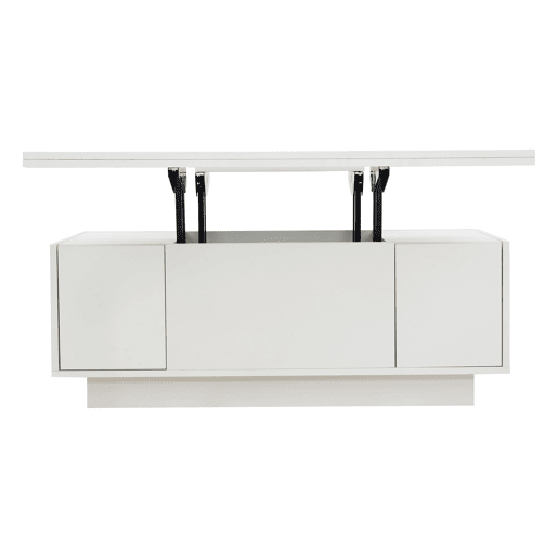 Mesa de centro moderna com mecanismo duplo elevável, arrumação oculta, suporta até 50 kg - Branco