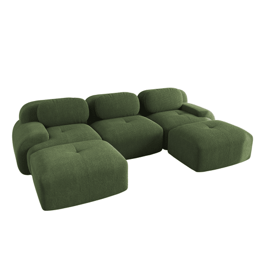 Sofá modular em U - sem montagem, antiderrapante, adequado para animais de estimação, braços extra largos, espuma elástica 32D - Verde