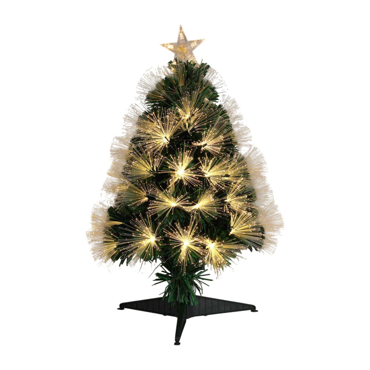 Well home árbo de navidad de fibra óptica con 90 luces led blancos cálidos con estrella 47x47x90cm