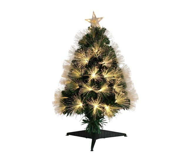 Well home árbo de navidad de fibra óptica con 90 luces led blancos cálidos con estrella 47x47x90cm