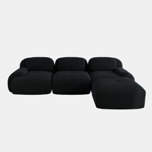 Sofá modular de canto - sem montagem, ergonómico e adequado para animais de estimação, com braços extra largos, almofada de espuma 32D - Preto