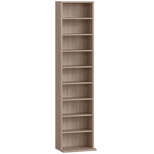 HOMCOM Estante para CDs e DVDs Suportes para CD Estreitos com 9 Compartimentos Prateleiras Ajustáveis para Sala Escritório 33x24x140 cm Madeira HOMCOM Estante para CDs e DVDs Suportes para CD Estreitos com 9 Compartimentos Prateleiras Ajustáveis para Sala Escritório 33x24x140 cm Madeira