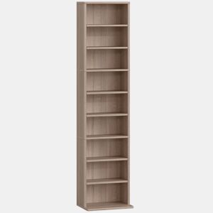 HOMCOM Estante para CDs e DVDs Suportes para CD Estreitos com 9 Compartimentos Prateleiras Ajustáveis para Sala Escritório 33x24x140 cm Madeira