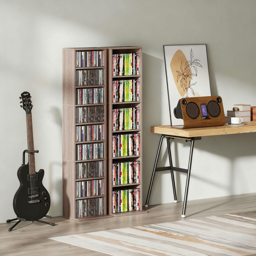 HOMCOM Estante para CDs e DVDs Suportes para CD Estreitos com 9 Compartimentos Prateleiras Ajustáveis para Sala Escritório 33x24x140 cm Madeira HOMCOM Estante para CDs e DVDs Suportes para CD Estreitos com 9 Compartimentos Prateleiras Ajustáveis para Sala Escritório 33x24x140 cm Madeira