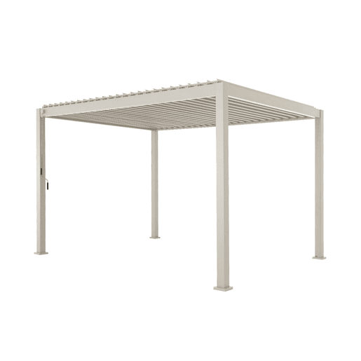 Pérgola bioclimática 3x4m com lâminas ajustáveis, Triomphe 3x4m, Beige, 400x300x250 cm