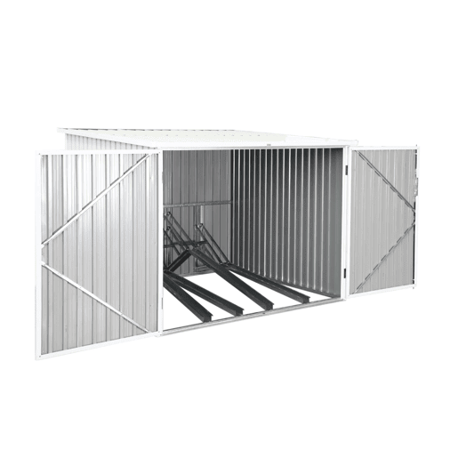 Abrigo de bicicleta em aço galvanizado com kit de ancoragem, 4 bicicletas, Nave, Beige, 203x198x157 cm