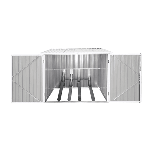 Abrigo de bicicleta em aço galvanizado com kit de ancoragem, 4 bicicletas, Nave, Beige, 203x198x157 cm
