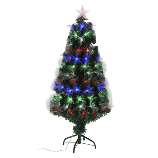 Árvore de Natal de fibra ótica com 135 luzes LED e estrela.