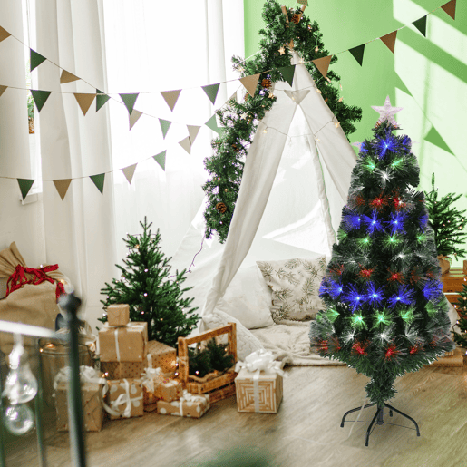 Árvore de Natal de fibra ótica com 135 luzes LED e estrela.