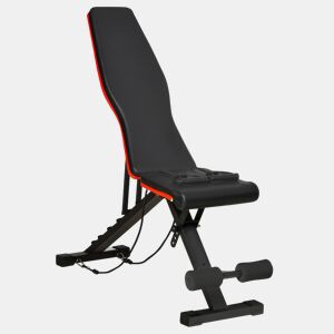 HOMCOM Banco de Musculação Dobrável Banco de Pesas Encosto e Assento Ajustáveis Extensão de Perna e Banda de Resistência para Treino Completo Ginásio em Casa 130x34x48-109 cm Preto