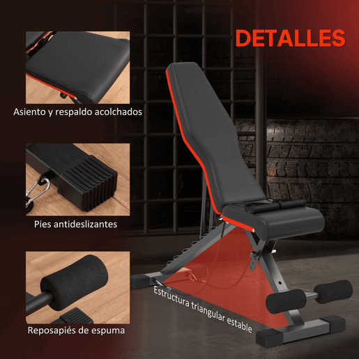 HOMCOM Banco de Musculação Dobrável Banco de Pesas Encosto e Assento Ajustáveis Extensão de Perna e Banda de Resistência para Treino Completo Ginásio em Casa 130x34x48-109 cm Preto HOMCOM Banco de Musculação Dobrável Banco de Pesas Encosto e Assento Ajustáveis Extensão de Perna e Banda de Resistência para Treino Completo Ginásio em Casa 130x34x48-109 cm Preto