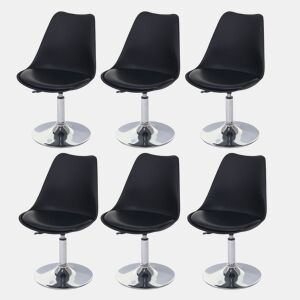Conjunto de 6 cadeiras giratórias com altura ajustável em PVC e plástico preto com pés cromados 04_0000703