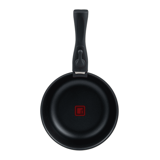 Conjunto de 3 panelas Bergner Click&Cook Ø16Ø18Ø20cm em alumínio prensado com indicador de temperatura + cabo removível, cor preta