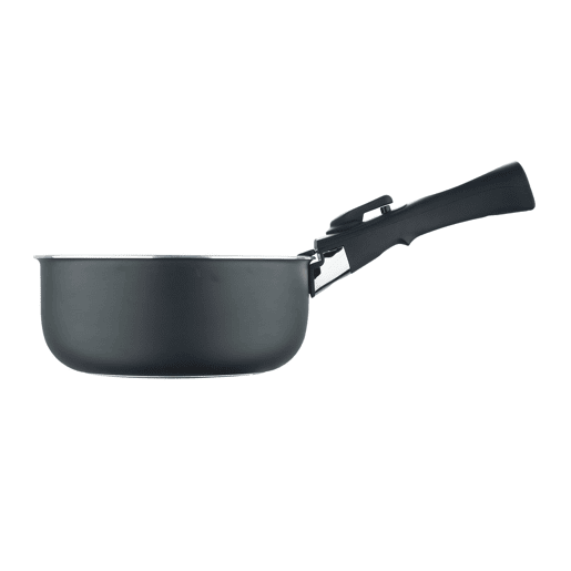 Conjunto de 3 panelas Bergner Click&Cook Ø16Ø18Ø20cm em alumínio prensado com indicador de temperatura + cabo removível, cor preta