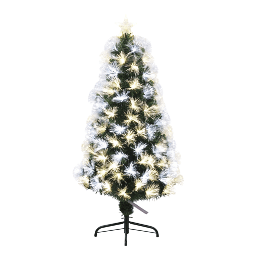 Árvore de Natal de fibra ótica com 135 luzes LED brancas quentes.