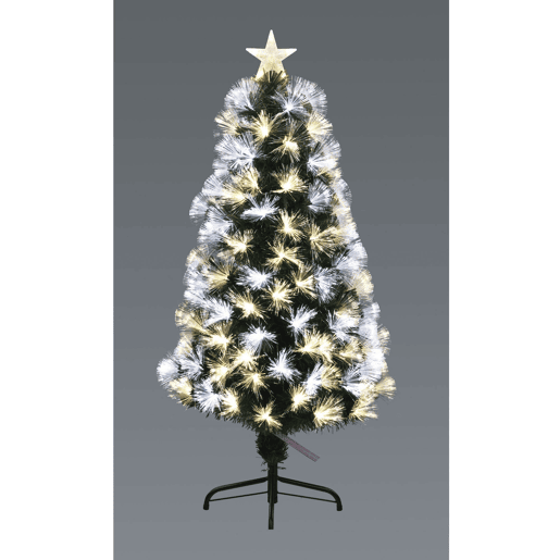 Árvore de Natal de fibra ótica com 135 luzes LED brancas quentes.