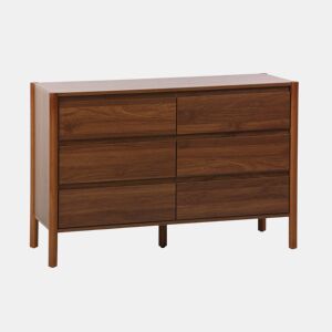 Cômoda decoração madeira de 6 gavetas, Harmony, Madeira de nogueira, 120x42x78 cm