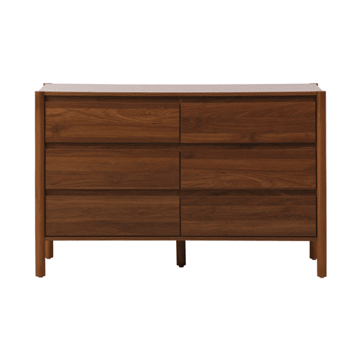 Cômoda decoração madeira de 6 gavetas, Harmony, Madeira de nogueira, 120x42x78 cm