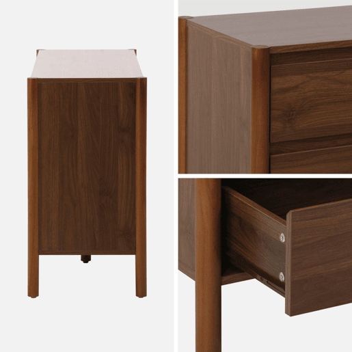 Cômoda decoração madeira de 6 gavetas, Harmony, Madeira de nogueira, 120x42x78 cm