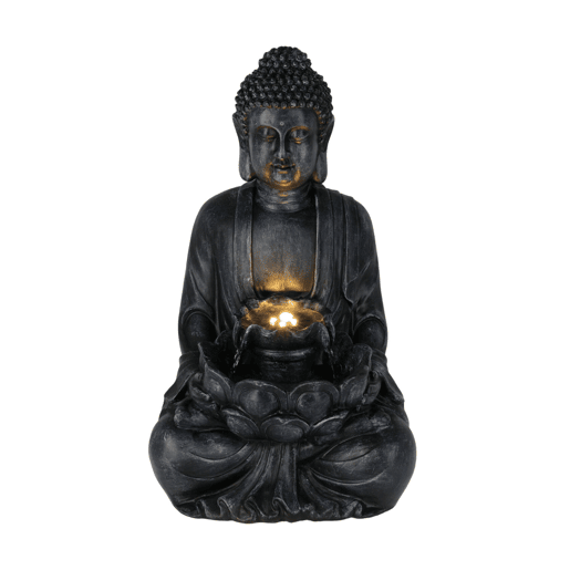 Fonte Buda Well Home com luzes LED para espaços externos, 28,5 x 24,5 x 48 cm Fonte Buda Well Home com luzes LED para espaços externos, 28,5 x 24,5 x 48 cm