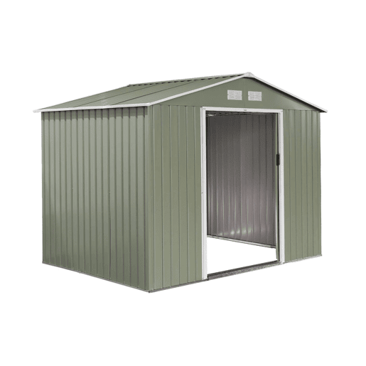 Abrigo de jardim em metal com kit de ancoragem 5,29m², Ferrain, Verde e branco, 277x194x203 cm