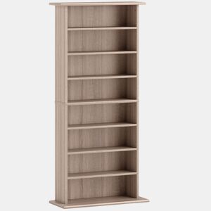 HOMCOM Estante para CDs e DVDs com 8 Compartimentos e Prateleiras Ajustáveis 58x24x126,3 cm em Madeira