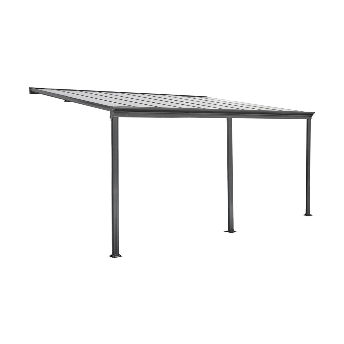 Pérgola cochera de aluminio con canalón integrado, 3x5m antracita - 557x303x258 cm