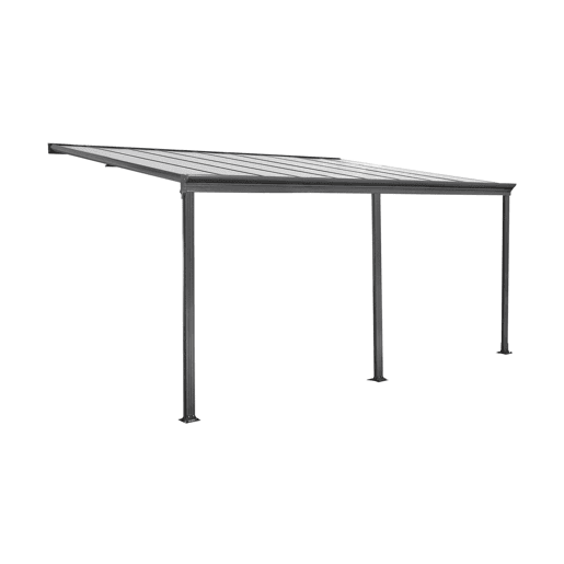Pérgola 3x5m adossada alumínio com calha, Avenio, Antracite, 557x303x258 cm